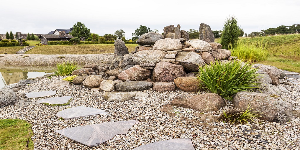 Landscaping. Alpine hill. Natural stones
